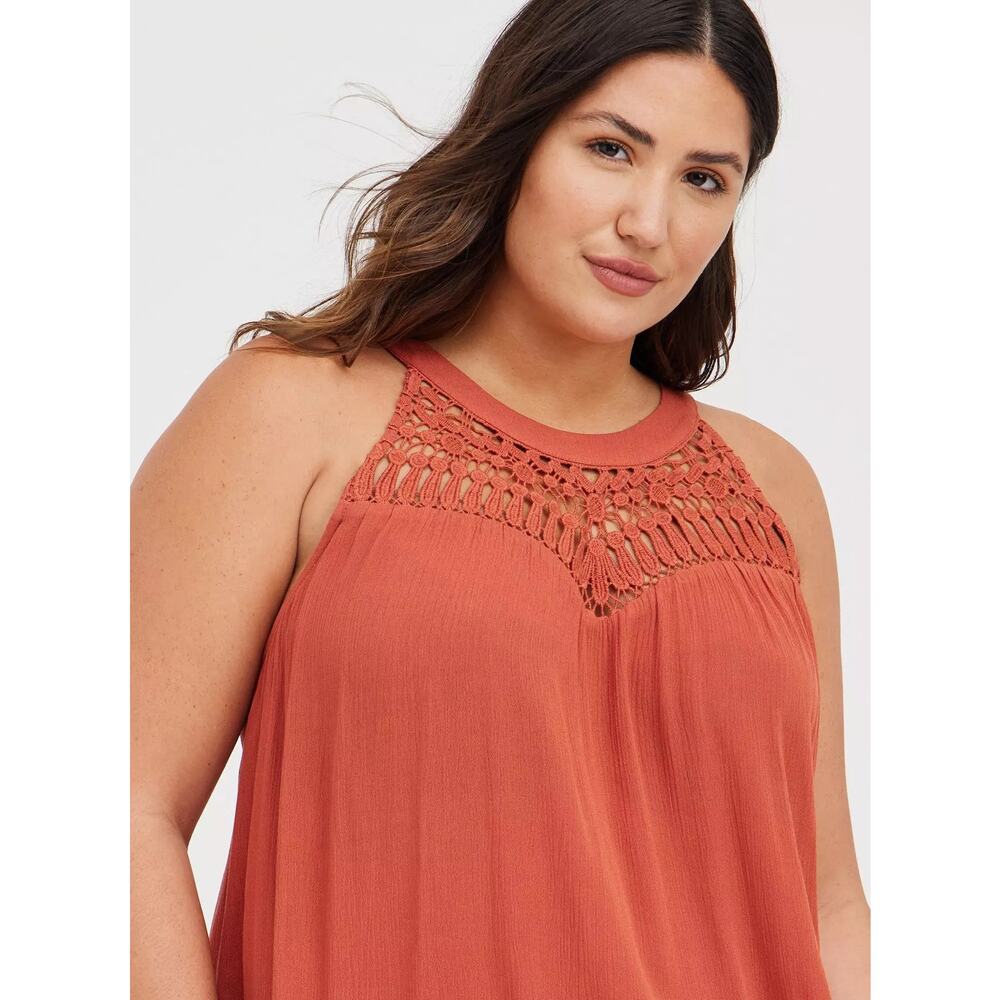 Boho Beauty: Torrid Crochet Halter Tank – Burnt Orange – Size 5X - Picture 4 of 11
